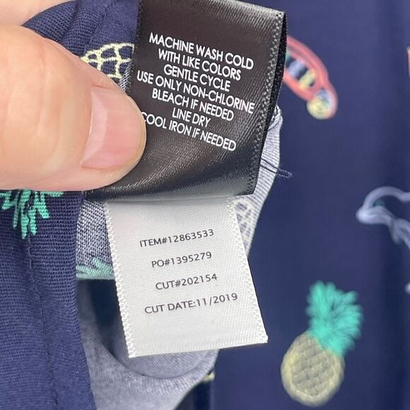 NWT Torrid Navy Blue Short Sleeve Summer Tropical Print Button Up Blouse Size 1 - Picture 7 of 7